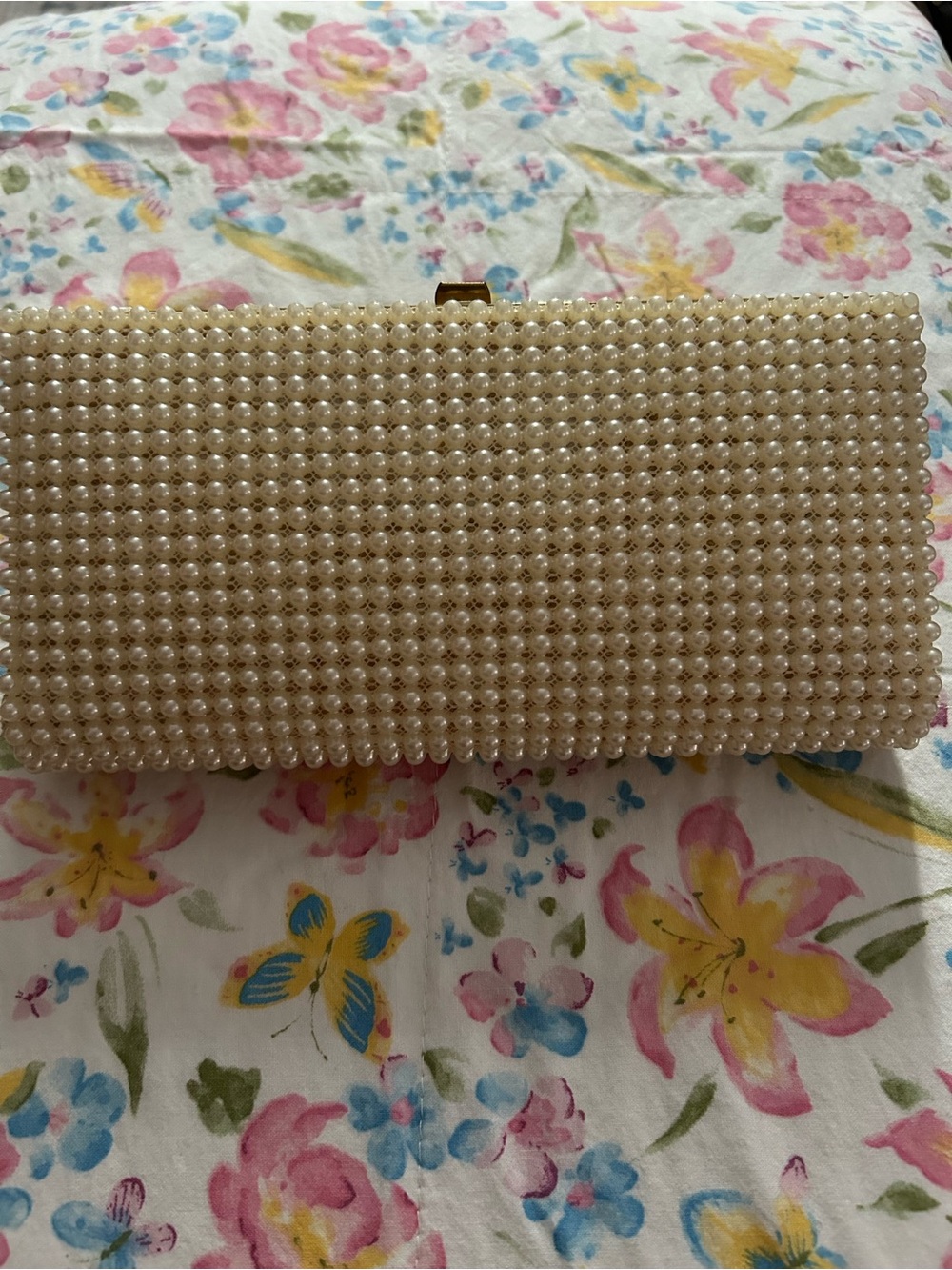 Vintage JR CREAMY WHITE/IVORY BEADED PEARLS 1960s clutch purse